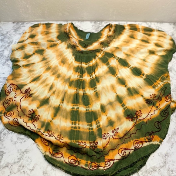 Sunflower Tie Dye Yellow & Green Butterfly Wing Top Size Free Small Medium - Picture 11 of 14